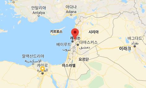 레바논이 포함된 지도[구글 캡처]