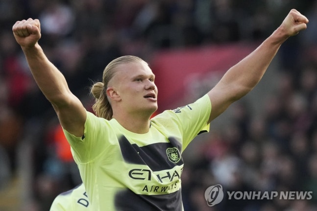 曼城4-1战胜南安普敦“怪物”霍兰英超单赛季最多进球纪录