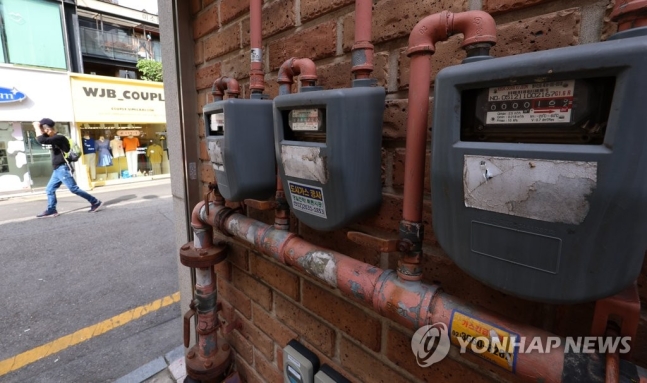 서울 시내의 한 건물의 가스계량기 모습 
연합뉴스 자료 사진 