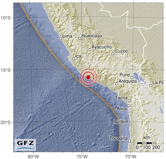 페루 남서부 해안서 규모 6.0 지진
[독일 지구과학연구센터(GFZ) 홈페이지 캡처]