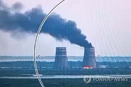 Smoke rising from the cooling tower of the Zaporizhzhia Nuclear Power Plant. Photo taken on August 11, 2024.
