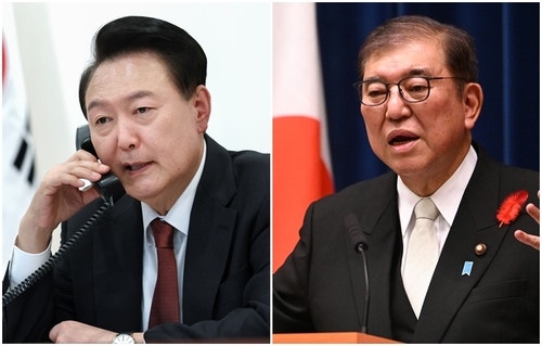 한일 정상 첫 <b>통화</b>…北도발에 "한일·한미일 단합대응 필요"