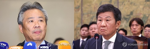 이기흥 대한체육회장(왼쪽)과 정몽규 축구협회장
[연합뉴스 자료사진] 