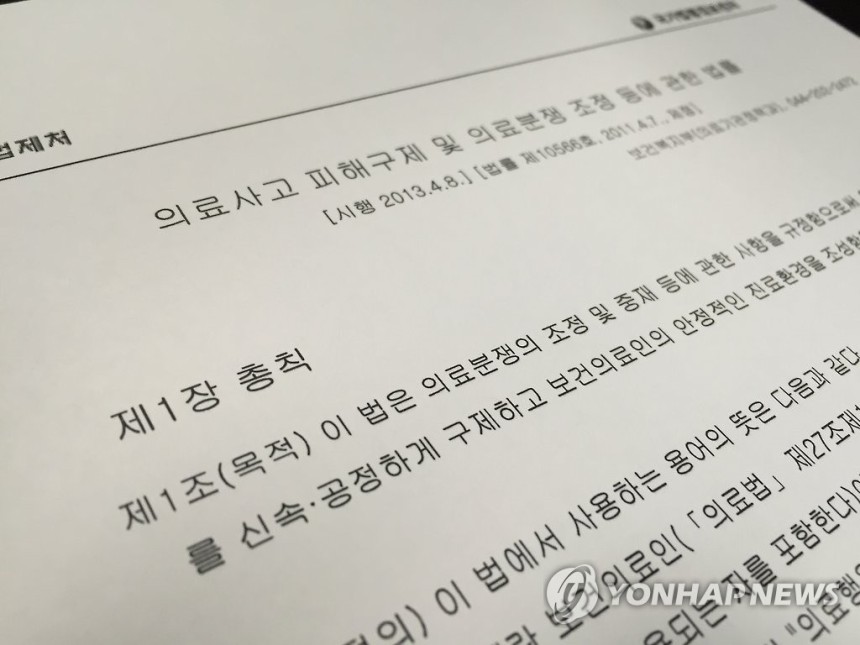 의료사고 피해구제 및 의료분쟁 조정 등에 관한 법률 [촬영 이충원]