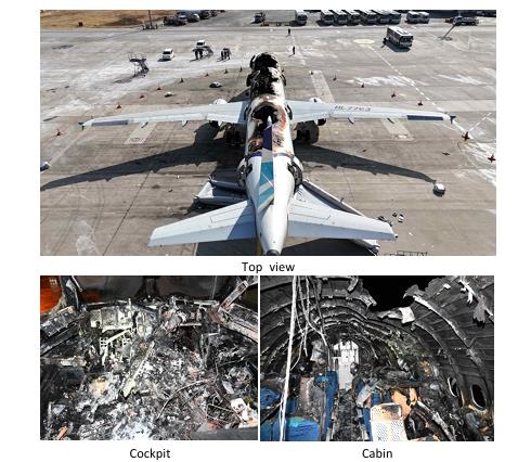 에어부산 화재 예비보고서에 담긴 사진. 객실 내부 사진은 처음 공개된다. [항공철도사고조사위원회 예비보고서 갈무리. 재판매 및 DB 금지]