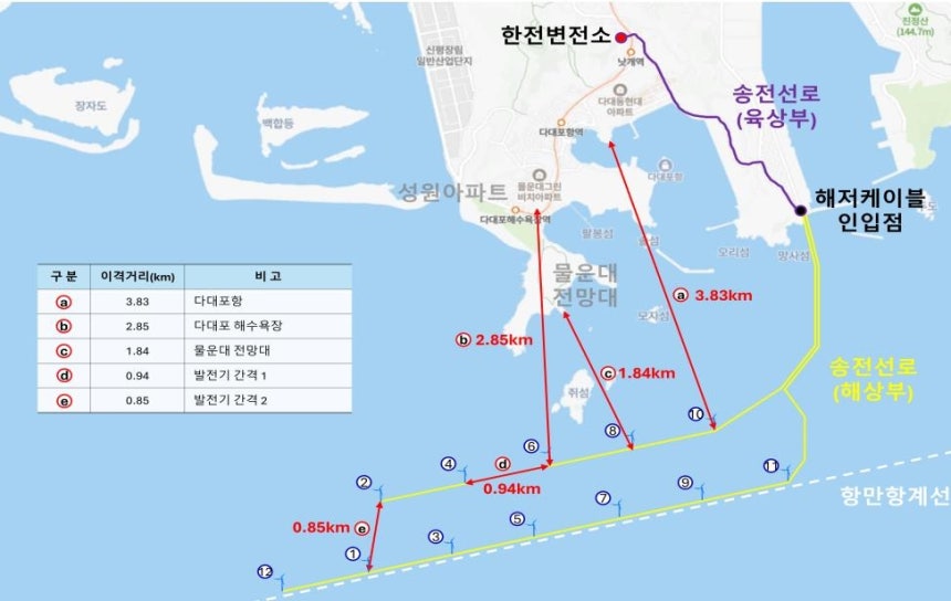 다대포해상풍력 위치
[부산 사하구 제공. 재판매 및 DB 금지