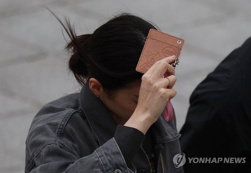 '이걸로 비 막아보자' [연합뉴스 자료사진]