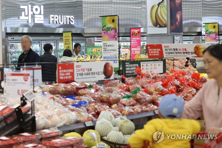 장 보는 시민들 (서울=연합뉴스) 강민지 기자 = 숙박·음식점업이 통계 집계 이래 전례 없는 장기 불황을 겪는 것으로 나타난 13일 서울의 한 대형마트에서 시민들이 장을 보고 있다.통계청 국가통계포털(KOSIS)에