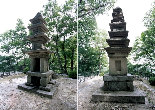 공주 청량사터 '남매탑' 왼쪽은 보물 '공주 청량사지 오층석탑',오른쪽은 '공주 청량사지 칠층석탑' [국가유산청 국가유산포털 제공.재판매 및 DB 금지]