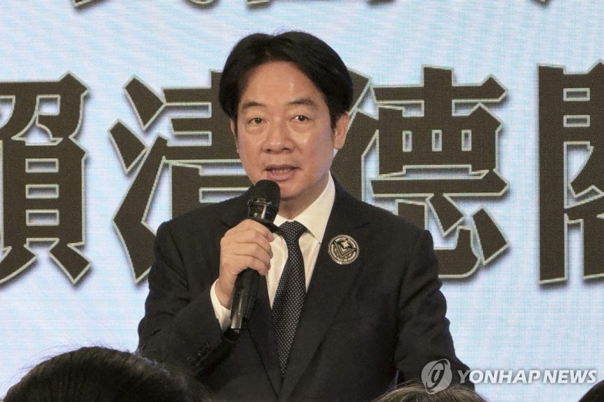 제2차 세계대전 승리 기념 행사서 연설하는 라이칭더 대만 총통 [AP=연합뉴스]