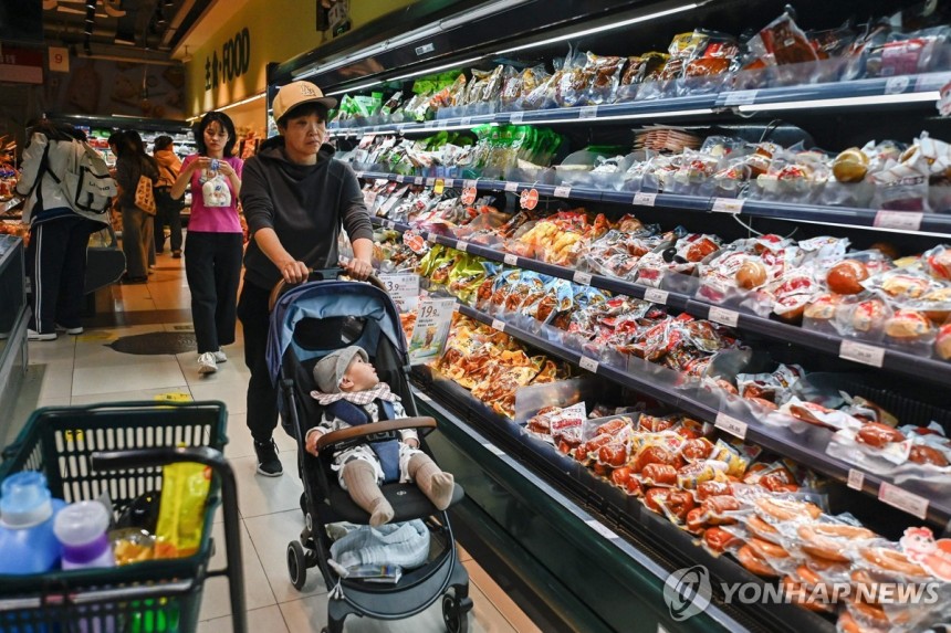 중국 베이징의 한 슈퍼마켓에서 장을 보는 시민들 [AFP 연합뉴스 자료사진.재판매 및 DB 금지]