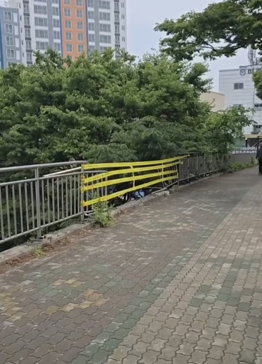 차 사고로 파손된 난간
[독자 김동운 씨 제공. 재판매 및 DB 금지]