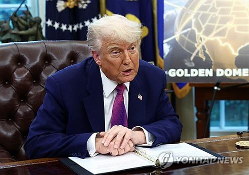 골든돔 추진 계획 발표하는 트럼프 미 대통령
[워싱턴 로이터=연합뉴스 재판매 및 DB금지]