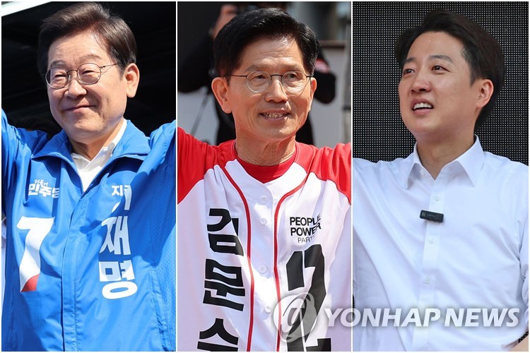 이재명, 김문수, 이준석 후보
(당진·보령·서울=연합뉴스) 25일 당진에서 유세 나선 이재명 후보(왼쪽부터), 보령에서 집중유세하는 김문수 후보, 종묘 인근 서순라길에서 거리유세하는 이준석 후보