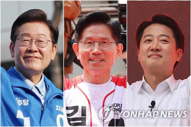 이재명, 김문수, 이준석 후보
(남양주·평택·수원=연합뉴스) 26일 남양주 유세 나선 이재명 후보(왼쪽부터), 평택 K-55미군기지 정문 앞에서 유세하는 김문수 후보, 24일 수원역 로데오거리에서 유세하는 이준석 후