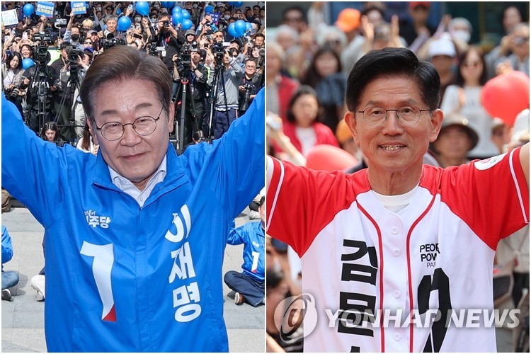 유세하는 이재명 대통령(왼쪽)-김문수 전 대선후보
[연합뉴스 자료사진]
