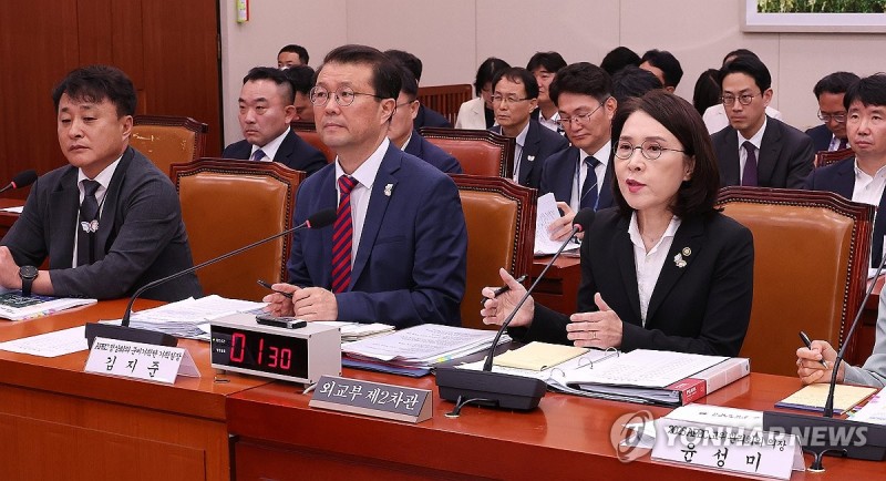 질의에 답변하는 <b>강인선 외교부</b> 2<b>차관</b>