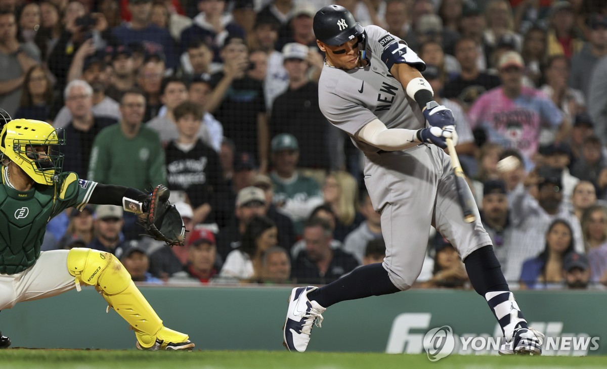 양키스 저지, 최근 5경기서 5<b>홈런</b>…MLB <b>홈런</b> 공동 <b>선두</b>로