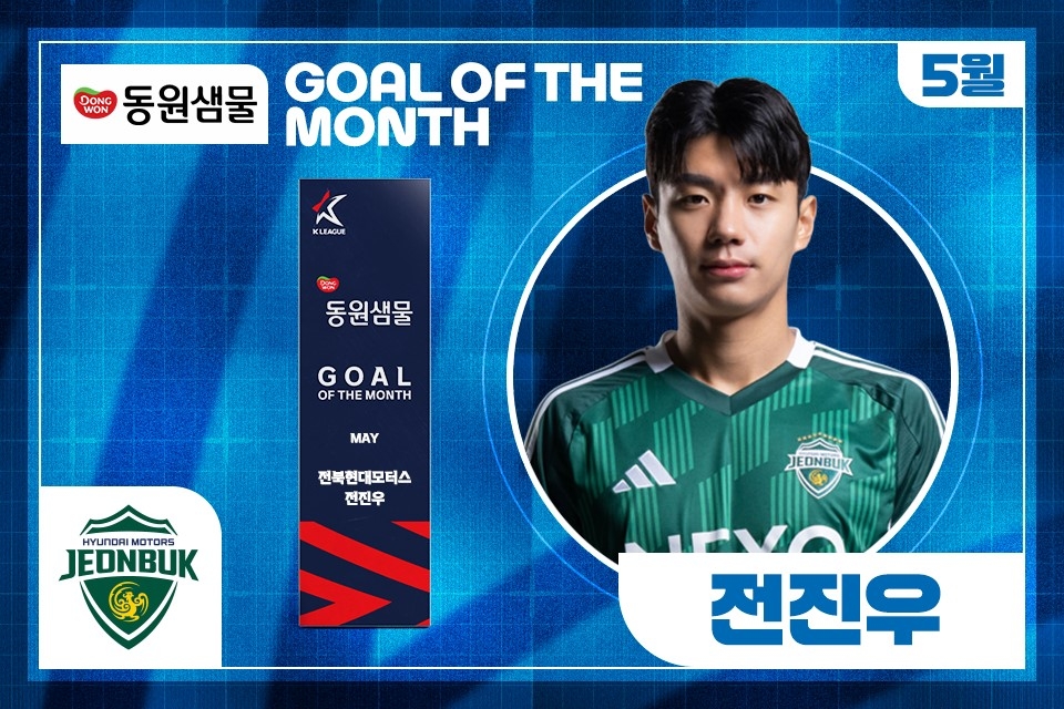 K리그1 전북 <b>전진우</b>, 5월 <b>이달의</b> 선수·<b>이달의</b> 골 독차지(종합)