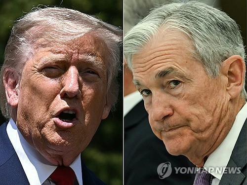 도널드 트럼프 미국 대통령과 제롬 파워 미 연방준비제도 의장
[AFP 연합뉴스 자료사진. 재판매 및 DB 금지]