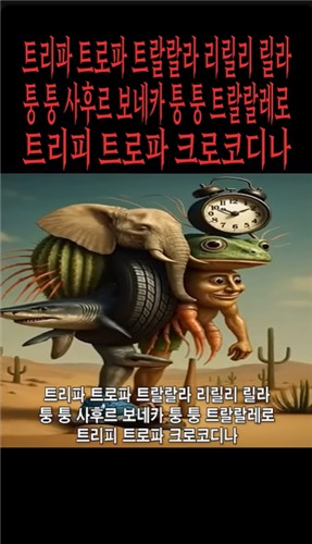 6개의 이탈리안 브레인롯 캐릭터가 합쳐진 모습과 그 능력을 소개하는 영상
[유튜브 캡처. 재판매 및 DB 금지]