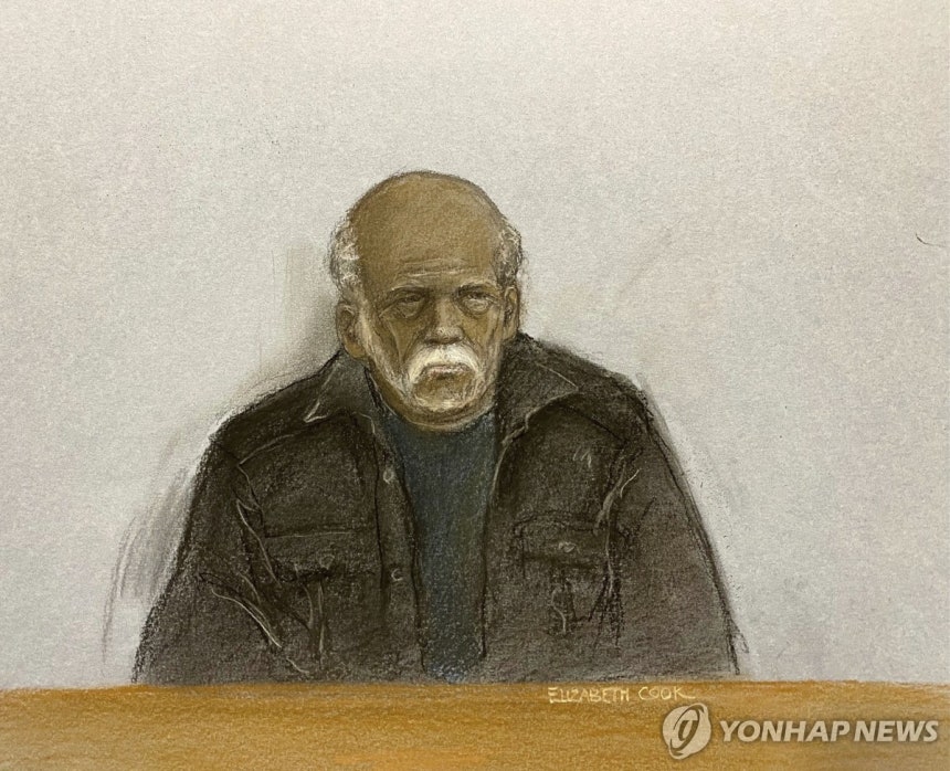 법정 스케치 속 피고인
[AP/PA 연합뉴스]