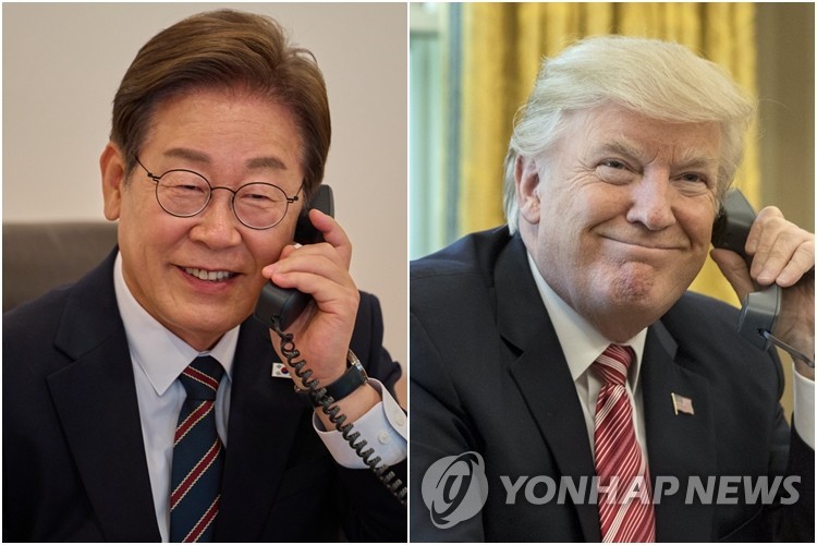 통화하는 이재명 대통령(왼쪽)과 트럼프 미국 대통령<br>[EPA=연합뉴스·연합뉴스 자료사진. 재판매 및 DB 금지]