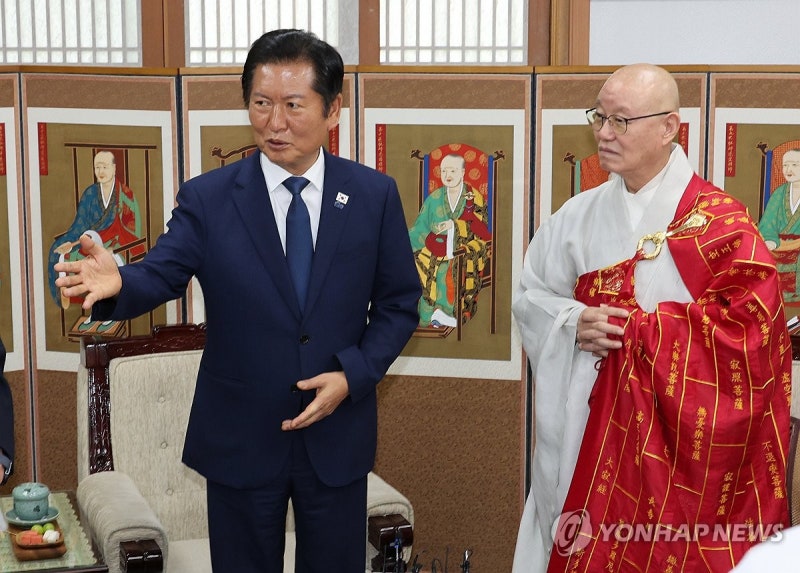 <b>태고종</b> 총무원장 <b>예방</b>하는 <b>정청래</b> 대표