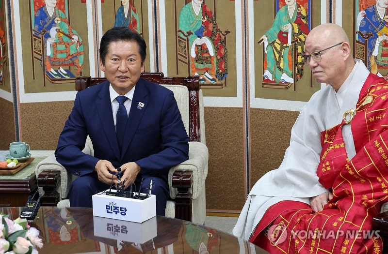 <b>태고종</b> 총무원장 <b>예방</b>하는 <b>정청래</b> 대표