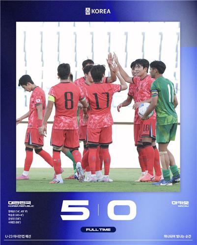 <b>이민성호</b>, U-23 <b>아시안컵 예선</b> 첫판 마카오 5-0 대파