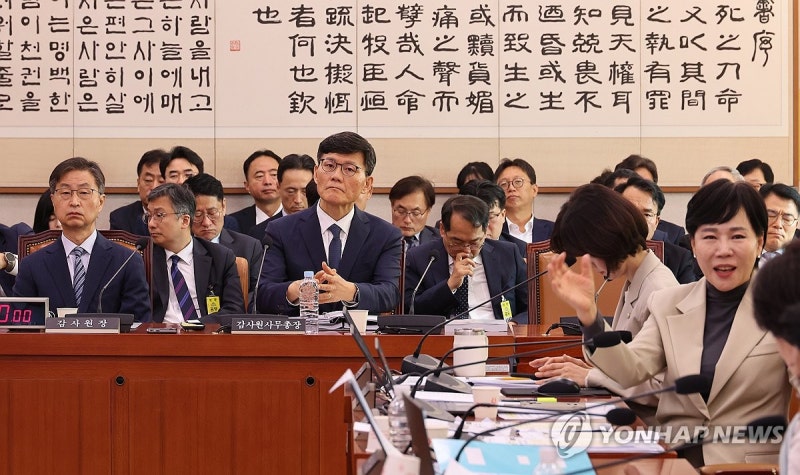 <b>최재해 감사원장</b>과 전현희 의원