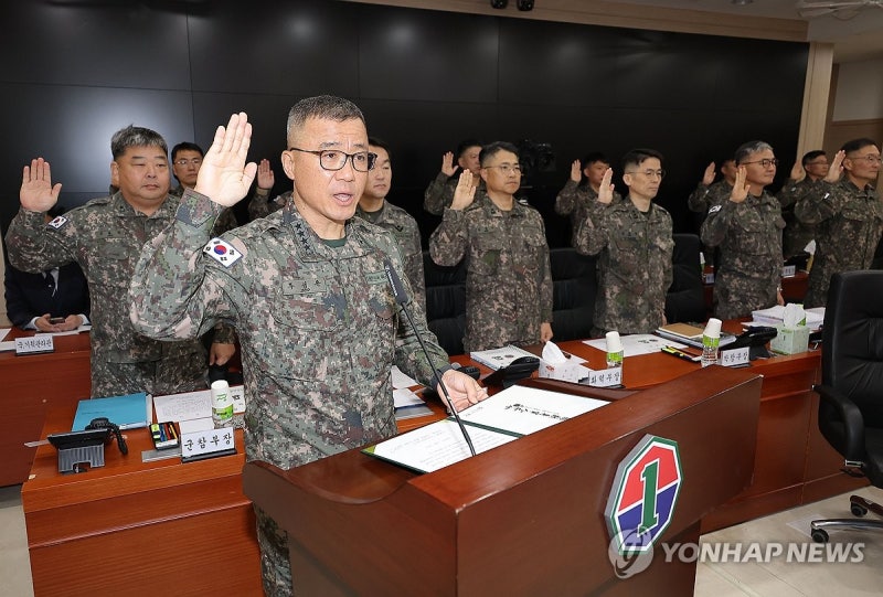 국방위 <b>국정감사</b> 선서하는 <b>주성운 지작사령관</b>
