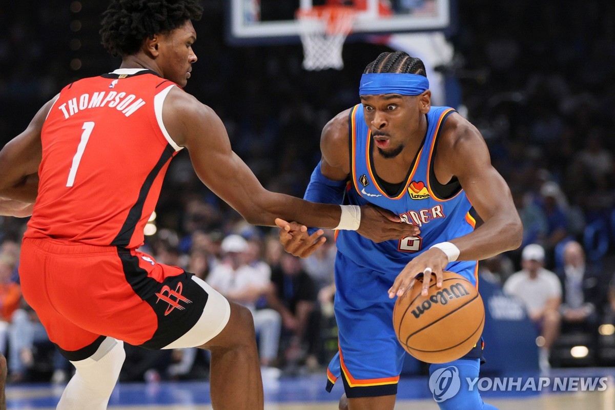 <b>오클라호마시티</b>, NBA <b>개막전</b>서 2차 연장 끝에 <b>휴스턴</b> 제압(종합)