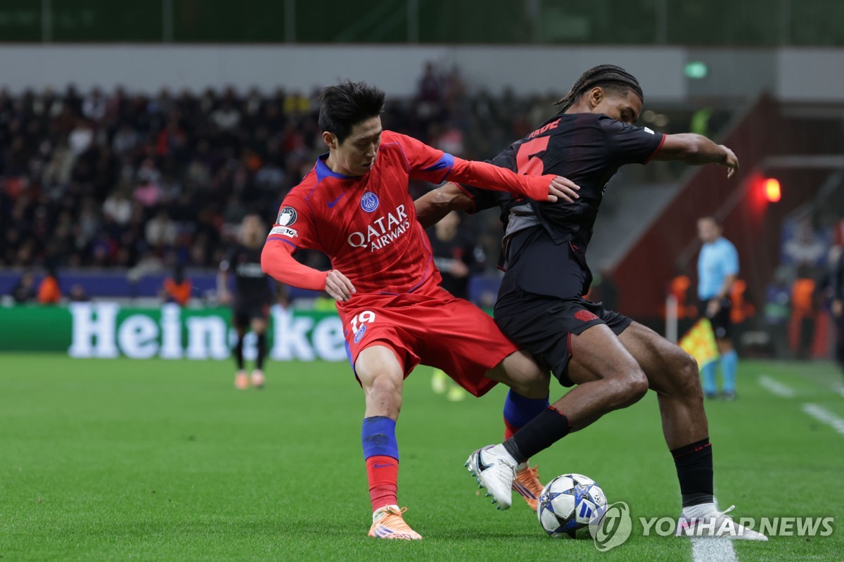 <b>이강인</b> 교체출전 <b>PSG</b>, <b>레버쿠젠</b> 7-2 격파…UCL 3연승+선두 등극