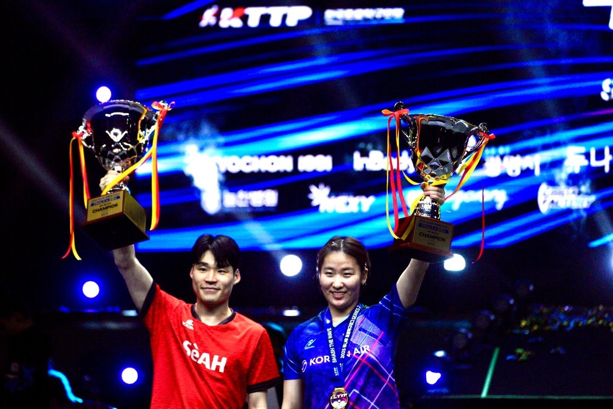 <b>탁구</b> 장우진·<b>이은혜</b>, <b>프로</b>리그 <b>왕중왕전</b> 파이널스 동반 우승(종합)