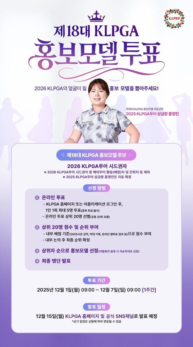 KLPGA, 제18대 <b>홍보모델</b> 온라인 팬 투표 시작