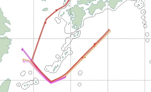 중국·러시아 군용기 비행 경로 [방위성 보도자료 캡처.재판매 및 DB 금지]
