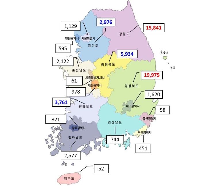 2025년 연탄 사용 가구 분포도 [연탄은행 제공]