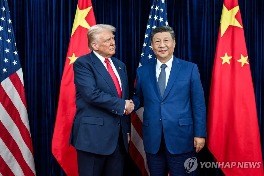 도널드 트럼프 미국 대통령과 시진핑 중국 국가주석의 부산 대좌 [UPI 연합뉴스 자료사진.재판매 및 DB 금지]