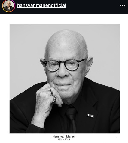 한스 판 마넨(1932~2025) [한스 판 마넨 공식 인스타그램 계정 캡처.재배포 및 DB 금지]