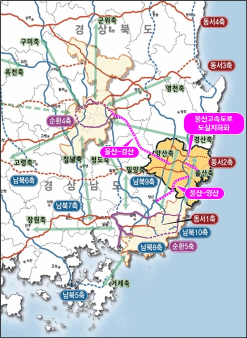 '제3차 고속도로 건설계획' 울산시 건의사업 위치도 [울산시 제공.재판매 및 DB 금지]