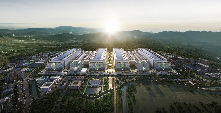 용인 반도체클러스터 조감도 (용인=연합뉴스) 김광호 기자 = 경기 용인시는 반도체 소부장(소재·부품·장비) 기업의 기술경쟁력 제고를 위해 정부와 경기도,용인시,SK하이닉스가 공동으로 약 1조원을 투자하는 첨단반도