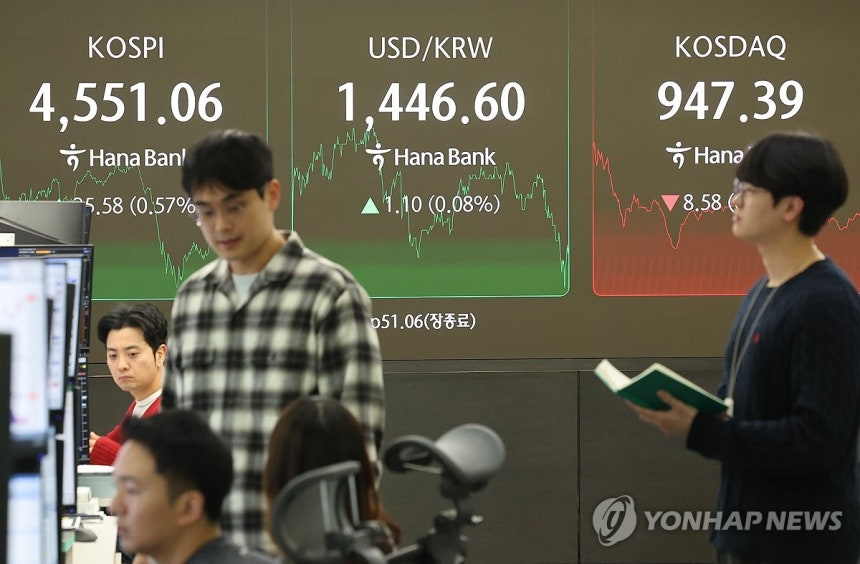 코스피 연일 최고치 경신…코스닥은 하락 마감 (서울=연합뉴스) 임화영 기자 = 코스피가 사상 최고치 마감을 경신한 7일 서울 중구 하나은행 딜링룸 현황판에 코스피·코스닥 종가,<a href=