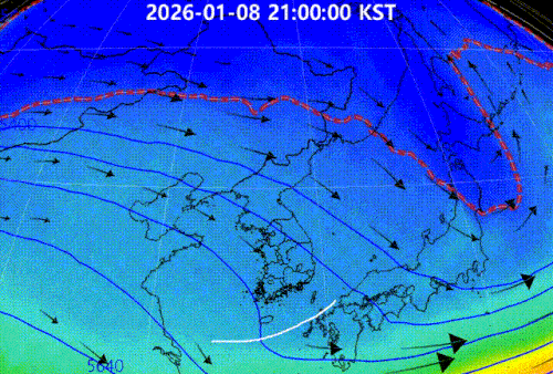 주말 등 대기 상층 공기 흐름 [기상청 제공.재판매 및 DB 금지]