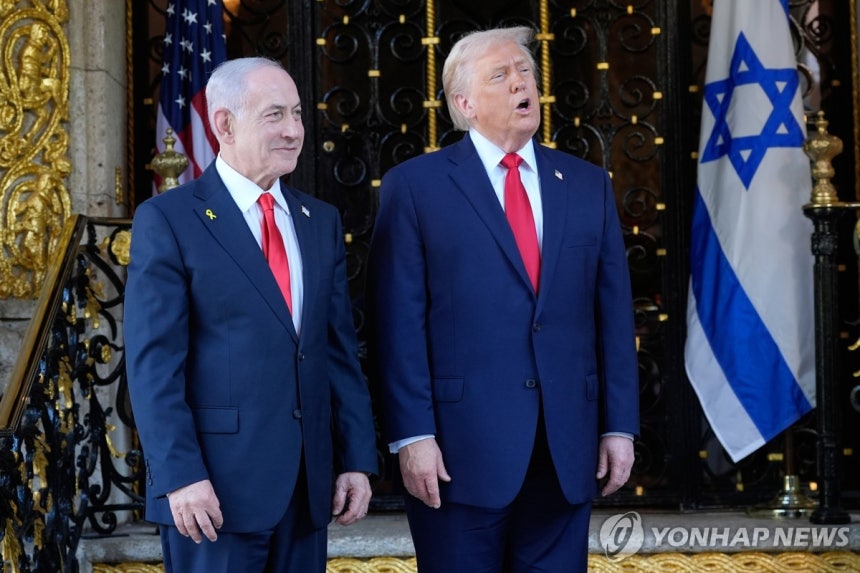 도널드 트럼프 미국 대통령과 베냐민 네타냐후 이스라엘 총리 [AP 연합뉴스 자료사진.재판매 및 DB 금지]