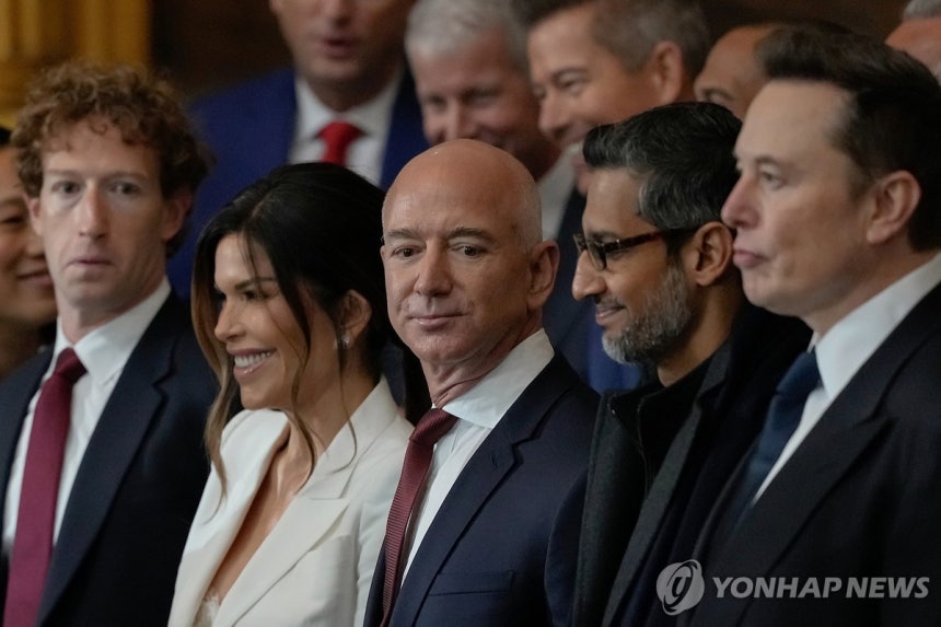 트럼프 취임식에 참석한 빅테크 거물들 [AP 연합뉴스 자료사진.재판매 및 DB 금지]