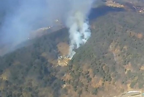 야산으로 번진 영주 고택 화재 [경북소방본부 제공.재판매 및 DB 금지]