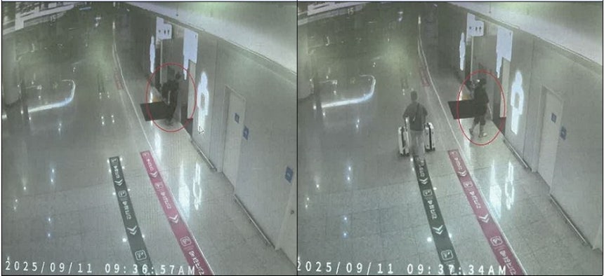 인천국제공항 내 케타민 전달 장면 [부산지검 제공. 재판매 및 DB 금지]