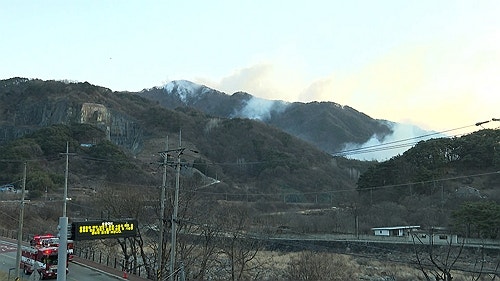 함양 산불 진화 작업 본격 시작