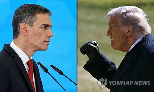 페드로 산체스 스페인 총리(왼쪽)과 도널드 트럼프 미국 대통령
[AFP 연합뉴스 자료사진 재판매 및 DB 금지]